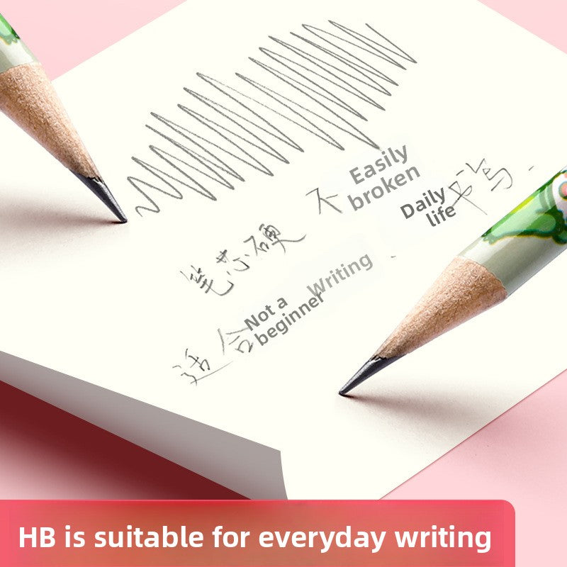 HB graphite pencils used to write and draw on notebook paper