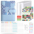 Blue A6 cash budget binder kit with zip envelopes, stickers, savings trackers and budget sheets