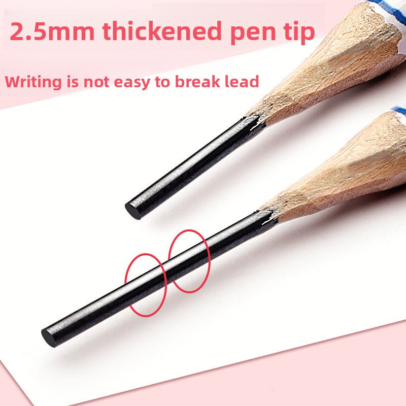 Close-up of sharpened HB pencil graphite cores and wooden pencil tips